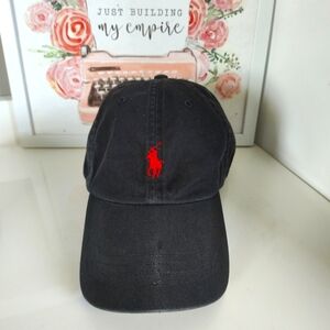 Polo by Ralph Lauren Black Cap with Red Logo